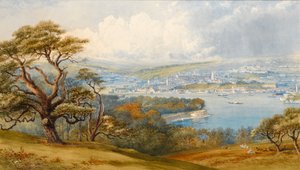 Devonport és Stonebridge a Mount Edgecombe Parkból, 1880 (wc papíron) alkotó: Philip Mitchell
