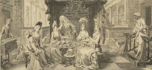 Elegáns társaság a kerekasztalnál, 1700 alkotó: Philip Tidemann