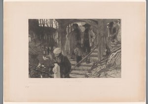 A családok lemennek egy falépcsőn Templomba járás Freiburgban (cím a tárgyon)
