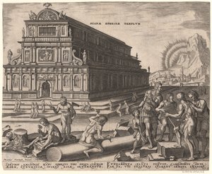Diana temploma Ephesusban A világ nyolcadik csodája Maarten van Heemskerck után sorozatból, 1572 alkotó: Philipp Galle