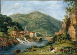 Hackert, Brücke bei Serraglio a Limán, Bagni di Luccában