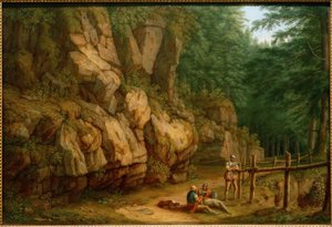 Hackert, sziklás táj katonákkal (Masso del Diavolo)