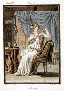 Cleone, kosztüm Jean Racine „Andromache” című művéhez, a „Research on the Costumes and Theatre of All Nations” I. kötetéből, vésette Pierre Michel Alix (1762-1817) 1802 (színes metszet)