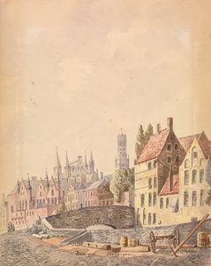 Brugge (akvarell papíron) alkotó: Philippe Auguste de Peellaert