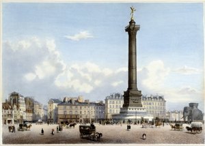 Column de Juillet à la Bastille - in "" Séta Párizsban és környékén ", tervezte Jacottet és Benoist, c. 1840 alkotó: Philippe Benoist