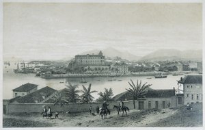 Kilenc panorámás kilátás Rio de Janeiróra: a Cobras-szigetről, 1862 alkotó: Philippe Benoist