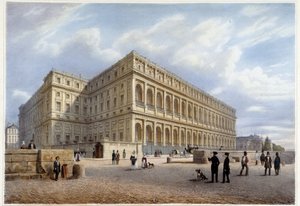 Kilátás az Orçay-palotára (vagy Orsayra?) - a „” Promenade dans Paris et ses environs”-ban, tervezte Jacottet és Benoist, c. 1840 alkotó: Philippe Benoist