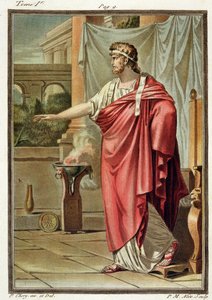 Pyrrhus, Jean Racine „Andromache”-jának jelmeze a „Research on the Costumes and Theatre of All Nations” I. kötetéből, vésette Pierre Michel Alix (1762-1817) 1802