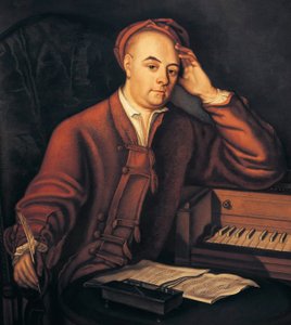 George Frideric Handel (1685-1759) német-angol zenész, Philippe Mercier festménye c. 1725 (olaj, vászon)