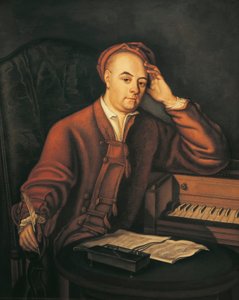 Németország, Szász-Anhalt, Halle, Georg Friedrich Handel (1685 - 1759) német zeneszerző portréja alkotó: Philippe Mercier