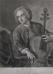 John Hebden (fl.1740-60), Händel zenekarának csellistája portréja, John Faber (1684-1756) metszete, 1741