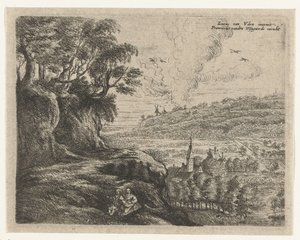 Táj egy férfi, nő és gyermek Nyolc tájkép Lucas van Uden után (sorozat címe) alkotó: Philips Augustijn Immenraet
