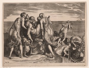 A phaeaciaiak az alvó Odüsszeuszt Ithakába viszik alkotó: Philips Galle (attributed to)