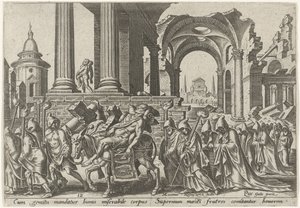 Sámson temetése The Days of Doom of the Jewish People (sorozat címe) alkotó: Philips Galle