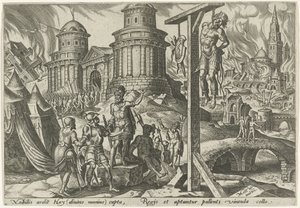 Ai királyát felakasztják The Days of Doom of the Jewish People (sorozat címe) alkotó: Philips Galle