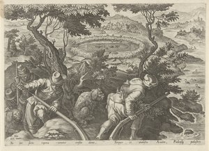 Eendenjacht Jachttaferelen (sorozat címe) Amelyben mindenféle vadászat, madártartás és horgászat (sorozat címe) alkotó: Philips Galle