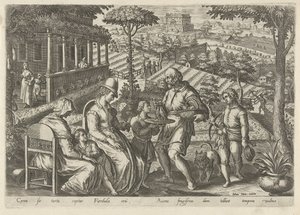 Jacht op de grasmus Jachttaferelen (sorozat címe) Amelyben mindenféle vadászat, madártartás és horgászat (sorozat címe) alkotó: Philips Galle