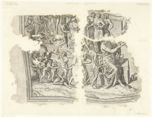 A Cebes-jelenet nyomatának bal alsó sarka Tabula Cebetis Carta Vitae (eredeti cím) alkotó: Philips Galle