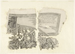 A Cebes-jelenet nyomatának jobb felső sarkában Tabula Cebetis Carta Vitae (cím az objektumon) alkotó: Philips Galle