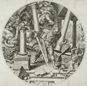 Sámson lerombolja a templomot alkotó: Philips Galle