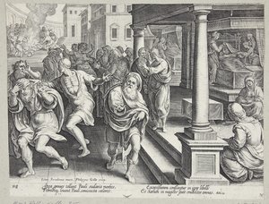 Szent István temetése alkotó: Philips Galle