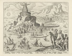 Alexandriai világítótorony Pharos (cím a tárgyon) A világ nyolc csodája (sorozat címe) alkotó: Philips Galle