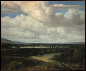 Panorámás táj vidéki birtokkal alkotó: Philips Koninck