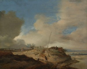 Dűne táj jelzőoszloppal alkotó: Philips Wouwerman