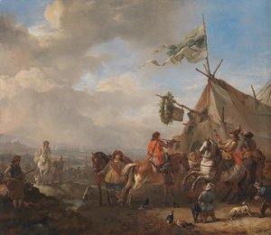 Lovasság egy markotányos standjánál alkotó: Philips Wouwerman