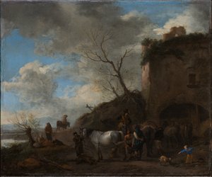 Lovasok egy kovácsnál alkotó: Philips Wouwerman