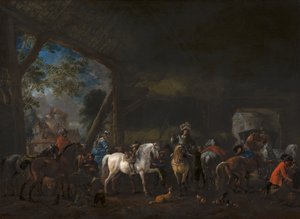 Érkezés az istállóhoz alkotó: Philips Wouwerman