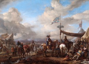 Tábori jelenet Buglerrel és Farrier Booth-jával (olaj, vászon)