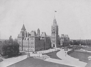Központi blokk, Parlament épületei, Ottawa (f/w fotó) alkotó: Photographer Canadian