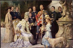 Artist Ak Wilhelm II. császár, Auguste Viktoria, Viktoria Luise, agár, Poroszország (fekete-fehér fotó) alkotó: Photographer German