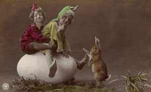 Húsvéti üdvözlőlap manókkal (színes fotó) alkotó: Photographer German