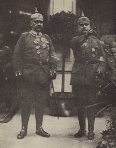 von Hindenburg tábornagy és Ludendorff tábornok, a német hadsereg parancsnokai (színes litográfia) alkotó: Photographer German