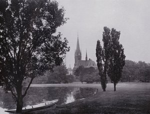 Lipcse: Johannapark Luther templommal (f/w fotó) alkotó: Photographer German
