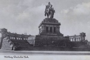 Vilmos császár emlékműve, Deutsches Eck, Koblenz, Németország (f/w fotó) alkotó: Photographer German