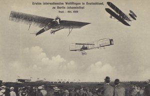 Az első nemzetközi légiverseny találkozó Németországban, a Berliner Flugwoche, Berlin-Johannisthal, 1909. szeptember-október (f/w fotó) alkotó: Photographer German