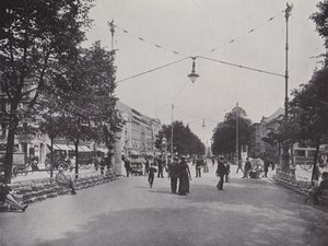 Unter Den Linden, Mittellallee és Nagy Frigyes emlékművének kilátása (f/w fotó) alkotó: Photographer German