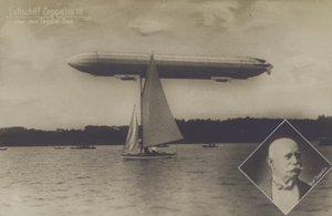 Zeppelin LZ III repül a Tegel-tó felett, Berlin (f/w fotó) alkotó: Photographer German