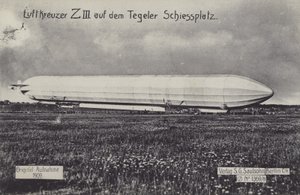 Zeppelin LZ III a Tegel lőterén, Berlin (f/w fotó) alkotó: Photographer German