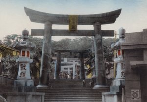 Japán, 1912 körül: Big Torii a Suwa szentélynél, Nagaszaki (fotó) alkotó: Photographer Japanese