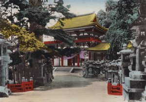 Japán, 1912 körül: A Kasuga sintó templomot 767-ben alapították Narában, Kyoto közelében (fotó) alkotó: Photographer Japanese