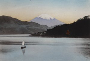 Japán, 1912 körül: Fuji-hegy a Hakone-tóról (fotó) alkotó: Photographer Japanese