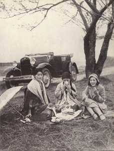 Japán nők egy pikniken nyugati ruhában (f/w fotó)