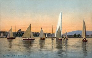Jachtok a genfi kikötőben (Svájc) (fotó)