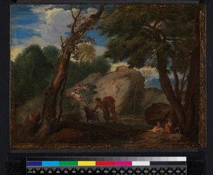 Táj mitológiai alakokkal, 1666 előtt alkotó: Pier Francesco Mola