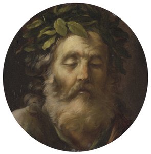 A költő Homer par Mola, Pier Francesco (1612-1666) portréja. Olaj, fa, méret: D 38,7, , Magángyűjtemény alkotó: Pier Francesco Mola