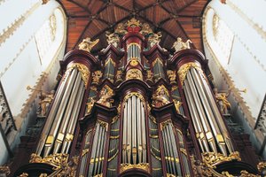 A St-Bavokerk templom vagy Grote Kerk orgonája, amelyet Christian Muller (1690-1763) épített, Haarlem, Hollandia